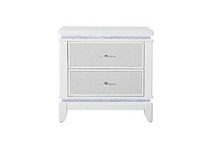 Alina White Nightstand w/LED & USB by Global Furniture