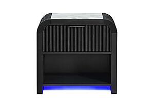 Beckett White/Black Nightstand w/LED & Speaker by Global Furniture