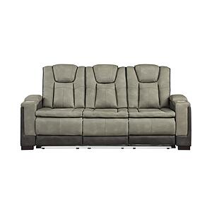 Bruno Faux Leather Reclining Sofa - Gray by Galaxy Furniture