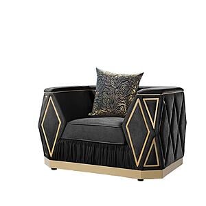 Cavalli Velvet Upholstery Chair - Black by Galaxy Furniture