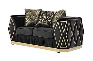 Cavalli Velvet Upholstery Loveseat - Black by Galaxy Furniture