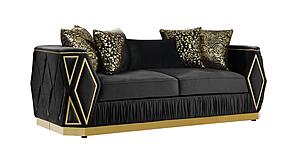 Cavalli Velvet Upholstery Sofa & Loveseat - Black by Galaxy Furniture