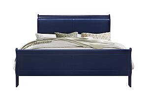 Charlie Blue King Bed w/LED, Dresser, Mirror, Nightstand by Global Furniture