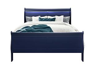 Charlie Blue Queen Bed, Dresser, Mirror & 2 Nightstands by Global Furniture