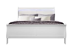 Charlie White King Bed w/LED, Dresser, Mirror & Nightstand by Global Furniture