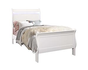 Charlie White Twin Bed, Dresser, Mirror & Nightstand by Global Furniture