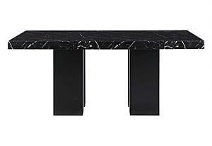 D03 Black Dining Table + 8 D03DC Black Velvet Dining Chair by Global Furniture