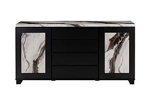 D12 Black Faux Panda Marble Top Buffet by Global Furniture