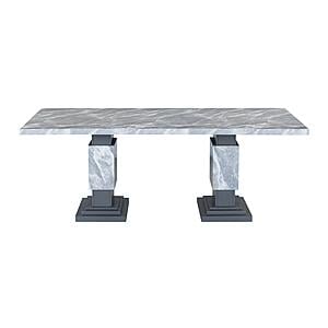 D1212 Grey Dining Table + 4 D12Dc White/Grey Dining Chair by Global Furniture