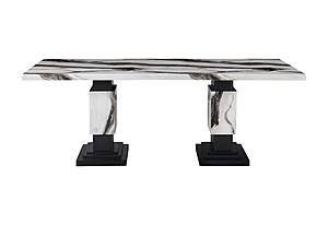 D12 White/Black Dining Table & 6 D12 Black Valvet Dining Chairs by Global Furniture