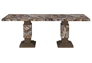 D12 Brown Dining Table w/6 D12 Brown Fabric Dining Chairs by Global Furniture