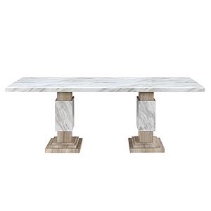 D12 Natural Dining Table + 6 D12 Beige/Natural Dining Chair by Global Furniture