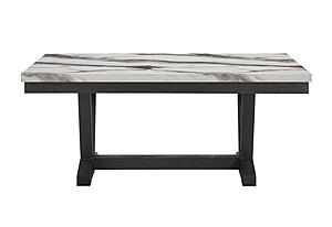 D1319DT Black/White Dining Table & 4 D1319 Light Grey Fabric Dining Chair, Dining Bench by Global Furniture