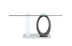 D1628DT Rectangular Clear Glass Dining Table + 8 D915DC Black Dining Chair by Global Furniture