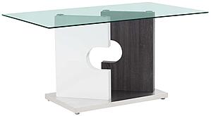 D219DT Clear Glass Top Dining Table + D915DC White Faux Leather Dining Chair by Global Furniture
