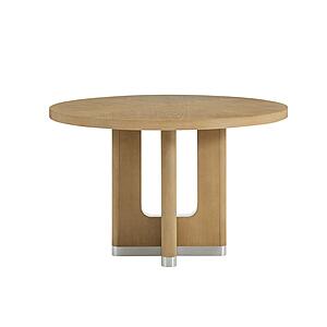 D3124 48" Natural Dining Table & 4 D1248 Natural Fabric Dining Chair by Global Furniture