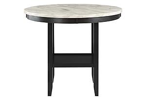 D40011 Black/White Round Bar Table + 6 D1622 Black Fabric Bar Stools by Global Furniture