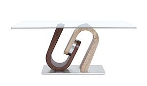 D4126NDT Clear Glass Top w/ Dark Brown/Oak Base Dining Table + 4 D4126NDC Brown Leathere Dining Chair by Global Furniture