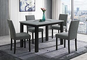 D8112 High-Gloss Dark Grey Dining Table w/4 D8112 Dark Grey Fabric Dining Chairs by Global Furniture