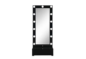 Ella Black Narrow Tall Mirror w/Drawer & Speaker by Global Furniture