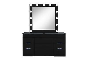 Ella Black Vanity Set w/Storage Stool by Global Furniture