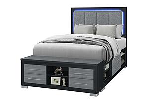 Emma Black/Grey Full Bed w/LED & USB by Global Furniture