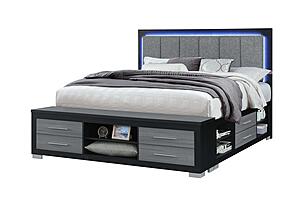 Emma Black/Grey King Bed w/LED & USB by Global Furniture
