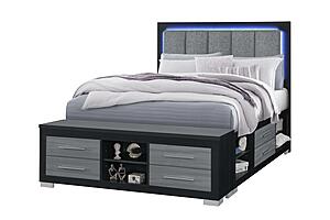 Emma Black/Grey Queen Bed w/LED & USB by Global Furniture