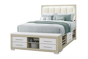 Emma Natural/White Queen Bed Group by Global Furniture
