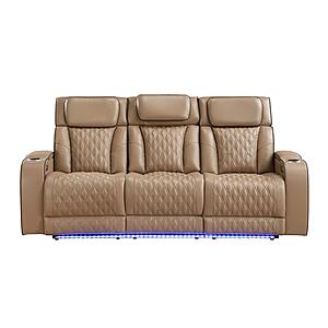 Fortuner Faux Leather 2Pc Reclining Sofa & Loveseat - Caramel by Galaxy Furniture