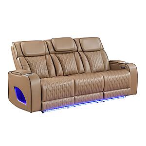 Fortuner Faux Leather Reclining Sofa - Caramel by Galaxy Furniture