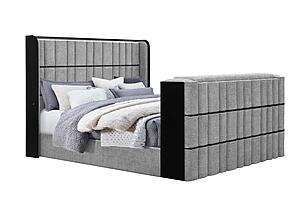 Isabella Grey King Bed w/LED, TV Lift, Speaker & Fireplace by Global Furniture