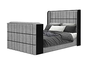 Isabella Grey Queen Bed w/LED, TV Lift, Speaker & Fireplace by Global Furniture