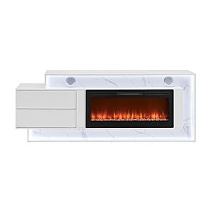 Kira White 87" Entertainment Unit w/Bluetooth Speaker & LED by Global Furniture
