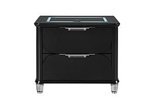 Lando Black Nightstand w/Speaker & Wireless Charging Platform by Global Furniture