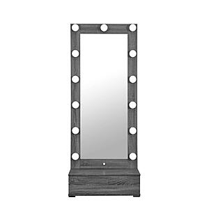 Lexi Grey Tall Mirror w/Drawer & Speakers by Global Furniture