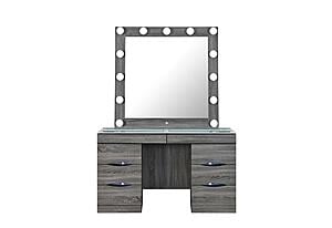 Lexi Grey Vanity Set w/Stool by Global Furniture