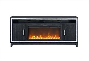 Lily 72" Dark Grey Entertainment Unit w/LED, Speakers & Crystal Inserts by Global Furniture