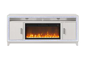 Lily 72" White Entertainment Unit w/LED, Speakers & Crystal Inserts by Global Furniture