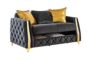 Lippa Upholstery Sofa & Loveseat - Black by Galaxy Furniture