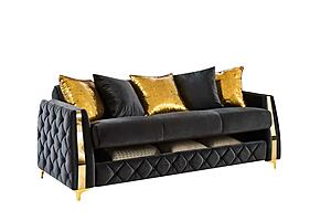 Lippa Upholstery 3 piece Sofa Set - Black by Galaxy Furniture