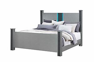Logan Silver Full Bed, Dresser, Mirror & Nightstand by Global Furniture