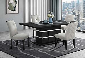 Monaco Black Dining Table + Monaco Dining Chair by Global Furniture