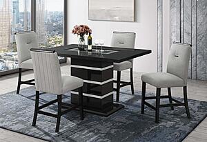 Monaco Black Rectangular Bar Table & 4 Bar Stools by Global Furniture