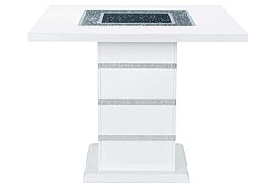 Monaco White Bar Table + Monaco Light Grey Velvet Bar Stool by Global Furniture