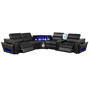 Nova Sectional w/1 Console - Fridge - Black by Galaxy Furniture