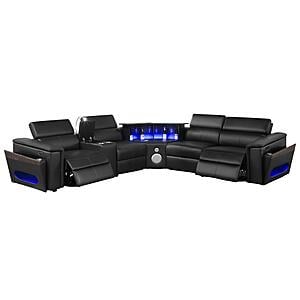 Nova Sectional w/1 Console - Reading Light - Black by Galaxy Furniture