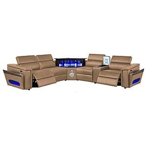 Nova Sectional w/1 Console - Fridge - Caramel by Galaxy Furniture