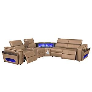 Nova Sectional w/1 Console - Reading Light - Caramel by Galaxy Furniture