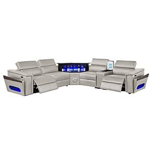 Nova Sectional w/1 Console - Fridge - Gray by Galaxy Furniture